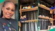 Lady shows off goods in her provision shop, people react: "Perfume and ogogoro?"