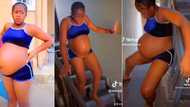 "10 months and no sign of labour": Pregnant Nigerian woman cries out, runs on staircase to induce labour