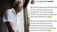 "I gave her N3 million for our wedding": Man in tears as fiancee secretly moves abroad with his cash