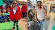 Speed Darlington rocks matching pink outfit with woman as he finds love: “Na under 25 be this?”