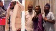 "She finally came out": Rare video shows moment Chioma joined Davido to take photos at uncle's inauguration