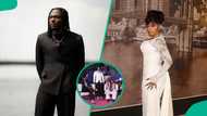 Faith Adewale reacts as Imisi causes a scene during his interview at movie premiere