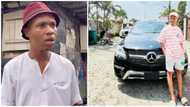 Fans congratulate IG comedian Prince Dstn as he shares photos of his newly-acquired Benz