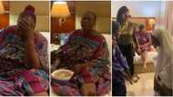 "Today chuck me o": Madam Saje emotional, holds her head as she gets 'paranran' surprise for birthday on set