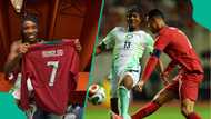 Super Eagles star Bruno Onyemaechi reacts after getting Cristiano Ronaldo’s jersey