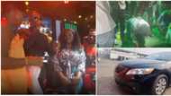 Lady falls on her knees, becomes emotional as she wins a car at Tunde Ednut's birthday party in Lagos