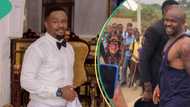 Moment Zubby Michael runs off movie location to meet schoolchildren, entertains them with moves