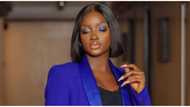BBNaija star begins media tour in elegant N35k pantsuit by Nigerian designer
