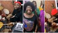 Davido happily drums during praise and worship session in Asaba, Nigerians react