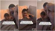 "Boundaries": 2-month-old baby dodges dad's kiss several times, funny video makes people laugh