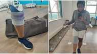 Female amputee celebrates as Nigerians get her a new prosthetic leg, shares selfie of her new look, many react