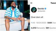 “Over dem all”: Davido breaks silence amid rumours of him allegedly expecting another child with baby mama