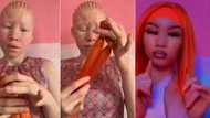 "She get half past eye": Pretty albino lady transforms and glows after make-up session, video trends