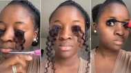 "Wetin be this?" Lady makes artificial eyelashes using human hair in video, netizens slam her as video goes viral