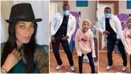 Actress Georgina Onuoha celebrates US dancing doctor Tony Adkins, he reacts