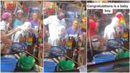 "Na wa o": People transform man's face with white powder after his wife gave birth, market women celebrate