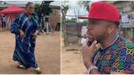 Charles Okocha meets Sola Sobowale in cute video, makes her act like a 'gangster granny' as clip goes viral