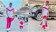 Nollywood actor Kolawole Ajeyemi and son, Ire, rock matching outfits in adorable photos