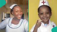 Young lady melts hearts with throwback photo as she achieves childhood dream, many ask questions