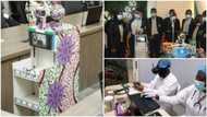 Impressive! Nigerian secondary school students build Ankara-styled mobile robot to protect doctors from COVID-19, Atiku reacts, shares video
