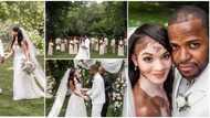 Massive reactions as man ties the knot with lady with vitiligo, photos of their cream-themed wedding emerge