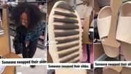Drama as bad customer secretly exchanges new footwear with used one at shop, video causes buzz online
