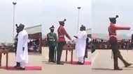 FLASHBACK: The hilarious moment President Buhari was "intimidated" by "tallest man in Nigerian Army" (video)