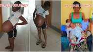 "My triplets journey": Young lady with very large baby bump gives birth to 3 babies at once, video goes viral