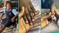 Video trends as little girl in school uniform paints her nails at salon, people react