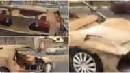 Nigerian man constructs sports car with condemned iron and carton, cruises around town with it