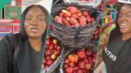 "Student visa": Lady relocates to UK, sells Indomie, fresh tomatoes, other provisions