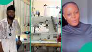 Nigerian lady buys industrial sewing machine for her boyfriend who is a fashion designer