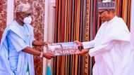 BREAKING: Buhari reacts to this governor's presence in Presidential Villa (photos)