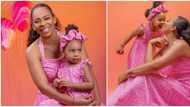 Pretty girls wear pink: BBNaija star Tboss rocks matching outfit with her cute daughter