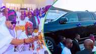 Davido’s uncle Governor Adeleke gifts Ooni of Ife brand new SUV jeep for 50th birthday, video trends