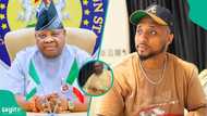 Governor Adeleke hits studio with son B-Red after Osun election victory, video gets Nigerians talking