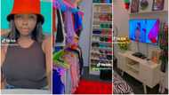 Lady designs room like "palace", uses interior decor skill to arrange TV, bedframe, wardrobes & manages space