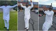 Veteran actor Kanayo jumps like a kid in photo as he lands in America, floods IG with photos and videos