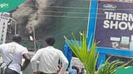 “Trapped in the building”: Lady rescued as fire guts popular Lagos supermarket