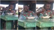 Man eats salad for 1st time at party, spoils face, tries to swallow it, video captures him secretly