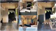 Young Lady Converts Empty Van to Beautiful Mini Flat With TV, Bed To Relax & Chill, Video Goes Viral