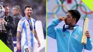 Lionel Messi reacts after Argentina claims first Paris Olympic Gold medal