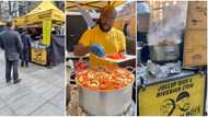 Lagos man from Surulere opens roadside 'mama put' in London, Oyinbo people line up to buy Nigerian jollof rice