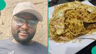 Man regrets after cooking noodles and frying eggs in wife's absence, begs God about his marriage