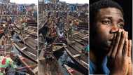 "Traffic even dey for water": Angry Lagos resident shocked to meet heavy congestion in river, video goes viral