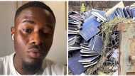 "I spent N300k": Graduate in tears after seeing his final year project work dumped in dustbin by uni
