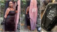"RIP to my 20s": Lady holds funeral-themed party as she turns 30, displays black cake in video
