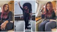 Hilarious video of Bisola's reaction following her first time on private jet