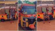 My first vehicle: Hardworking Nigerian man shows off Keke he bought on hire purchase, video goes viral