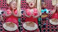 "Precious don finish work": Little girl with 'anointing' prays passionately over food as mum watches, video trends